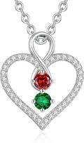 LOUISA SECRET Infinity Double Birthstone Necklace, 925 Sterling Silver Tiny Pendant Heart Necklace for Women Wife Her, Best Jewelry Gift Heart Jewelry Meaningful Gift for Valentine's Day, Christmas, Birthday Anniversary