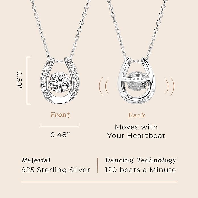 ARINZA Moissanite Necklace for Women, 1 Ct 925 Sterling Silver Dancing Diamond Pendant, 18+2 Inch Chain, Valentine’s Day Christmas Gift for Her, Wife, Mom, Anniversary, Birthday