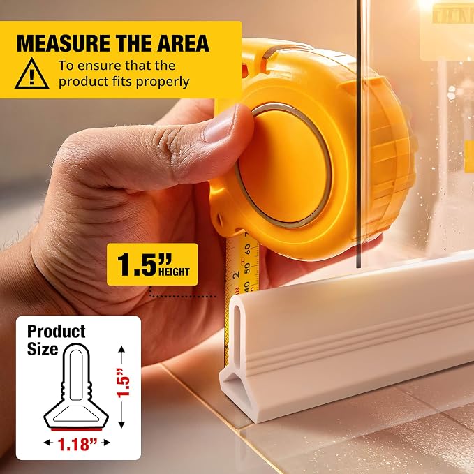 67" White Shower Threshold Water Dam Barrier, 1.5" Tall Water Stopper Strip | - Image 2