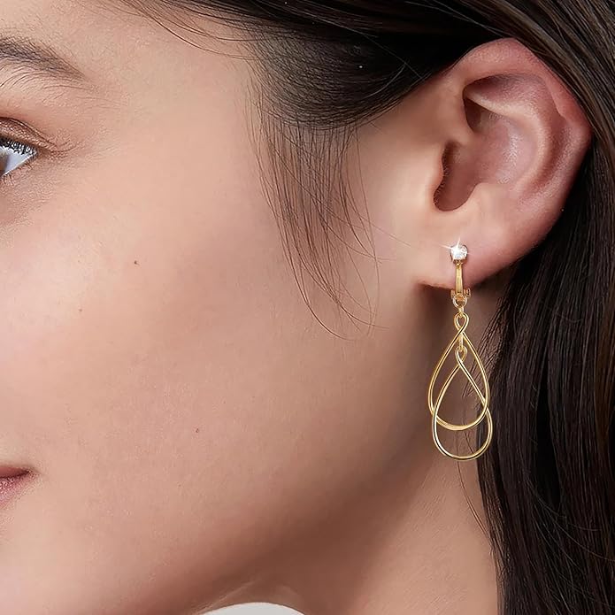 Clip on Earrings for Women Statement Drop Dangle Earrings for Women Jewelry Hypoallergenic Trendy 14K Gold/Silver Plated Earring Non Pierced Earring Jewelry Gifts Wedding Party Fashion Trendy Jewelry Gifts