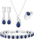 GZWHD Jewelry Set for Women CZ Earrings Necklace Ring Bracelet Set Prom Party Wedding Jewelry Gift for Mother Friend Wife