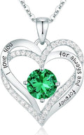 CDE Valentine's Day Gift Forever Love Heart Necklaces for Women, Wedding Anniversary, Birthday Mothers Christmas Day Gifts for Mom, Mother, Wife, S925 Silver Jewelry with Birthstone Pendant