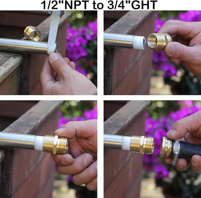 Garden Hose Connectors, 3/4" GHT Male & 3/4" NPT Male Adapter - Image 3