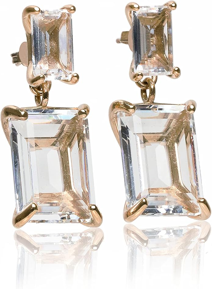 Quartz Crystal Dangle Earrings - Statement Artisan Design for Women - Maximalist & Bridal Jewelry - Customizable Stud or Drop Style