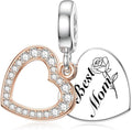 JIAYIQI Mother Sister Daughter Wife Charms Fit Charms Bracelet Necklace with Double Heart Love Charms 925 Sterling Silver Beads for Women Jewelry