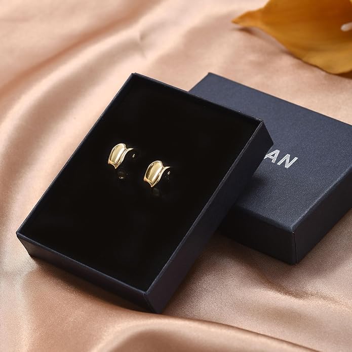 Chunky Gold Hoop Earrings for Women, 14K Gold/Silver Plated Statement Geometric Drop Dangle Earrings Trendy Knot Stud Hypoallergenic Fashionable Gift for Women
