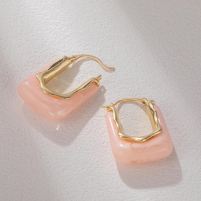 Acrylic Hoop Earrings Chunky Huggie Statement Vintage Earrings Cute Resin Drop Earring Trendy Jewelry Gifts for Women