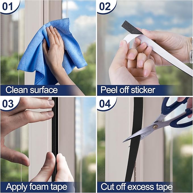 13Ft Foam Tapes Self Adhesive Foam Seal Strips 2In x 1/2In x 6.5Ft Each Roll - Image 6