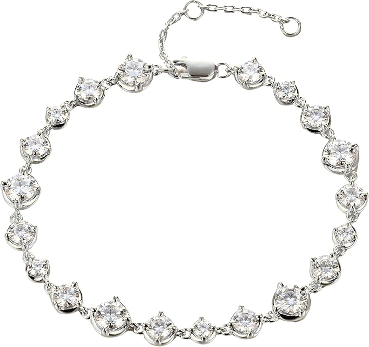 EcoGems Lab Grown Gemstone & Moissanite Bracelets – 14K/18K White or Yellow Gold Plated Sterling Silver – D Color VVS/VS Clarity – Elegant Sustainable Jewelry Gift with Gift Box