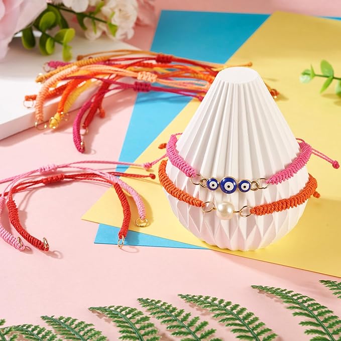 30Pcs Braided Adjustable Cord for Bracelet,Semi Finished Friendship Bracelet String,Waxed Polyester Cord Adjustable Bracelet Knot Rope Handmade Braid String for Jewelry Making DIY Craft