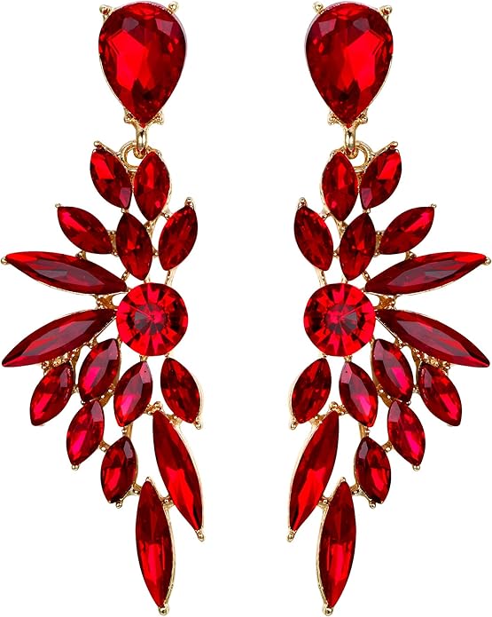 BriLove Women's Wedding Bridal Crystal Teardrop Multi Marquise Cluster Bling Dangle Earrings