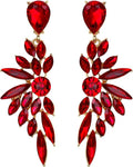 BriLove Women's Wedding Bridal Crystal Teardrop Multi Marquise Cluster Bling Dangle Earrings
