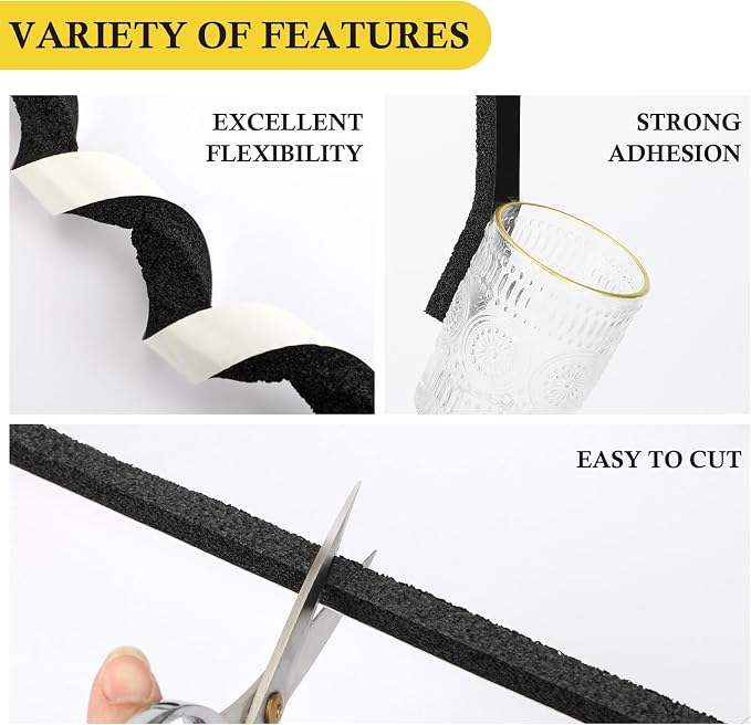 fowong Foam Weather Stripping Tape, 1/2" x 1/2" Window Seal, 6.5Ft X 2Rolls | - Image 3