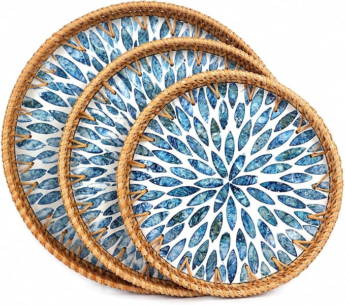 Round Rattan Serving Trays by ORDELITE