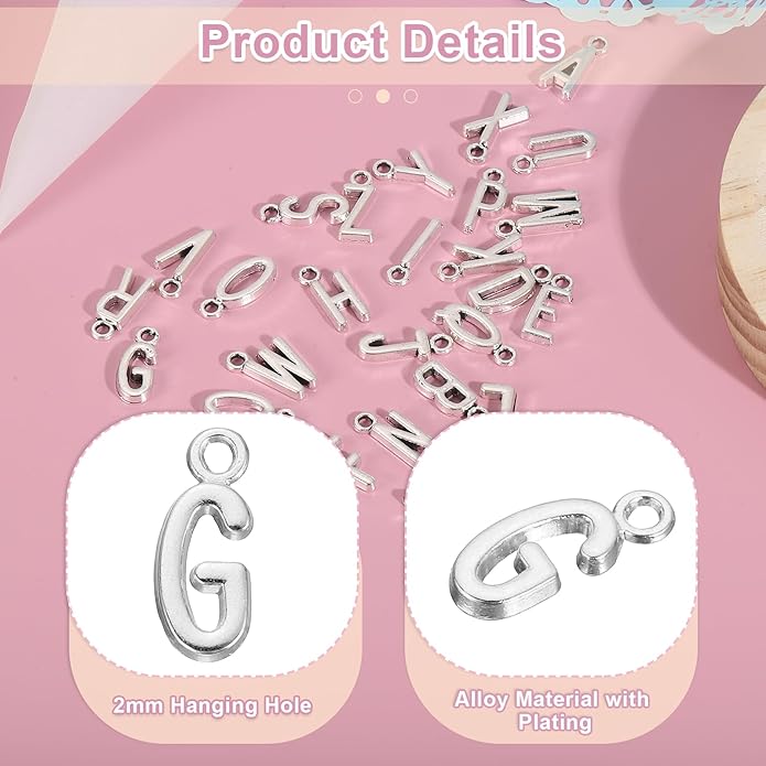 uxcell Letter Charm, Alloy Letter Initial Alphabet Charm for DIY Crafts Jewelry Making Bracelet Earrings Necklace