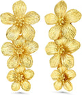 18K Gold Plated Large Chunky Flower Statement Earrings for Women by SNGIA, Summer Beach Floral Handmade Drop Jewelry, Maximalist Wedding Date Birthday Gift, Bold Exaggerated Textured Dangle Trendy Ribbed Jewelry, 18K Gold Plated Chandelier Fashion Acce...