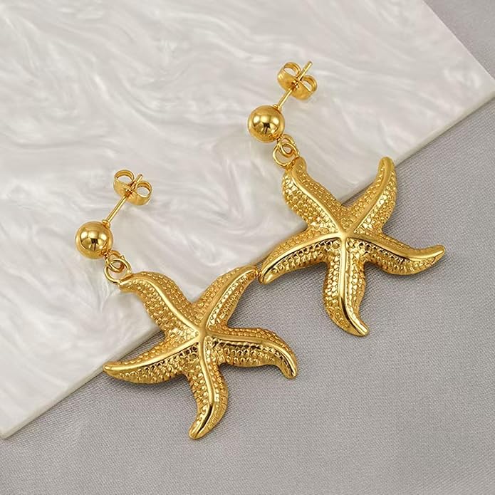 Gold Flower Statement Earrings for Women, Large Chunky Bohomian Summer Beach Floral Earring, Irregular Bold Exaggerated Earrings