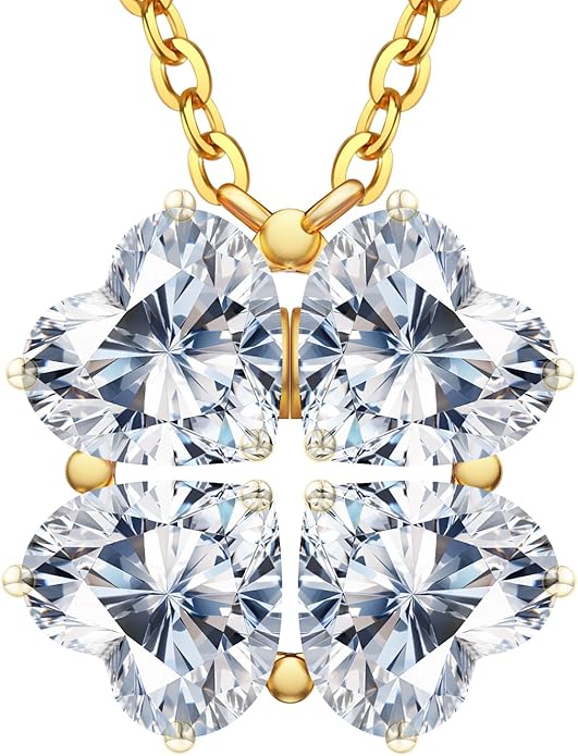 Luckylove 2-In-1 Four Heart Necklace for Women, 4 or 2 Carats Moissanite, Sterling Silver Jewelry, Anniversary Birthday Christmas Valentines Day, Special Gifts For Wife Girlfriend Daughter Her
