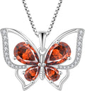YL Women's Butterfly Necklace 925 Sterling Silver Flower Rose Pendant Birthstone Halo Jewelry