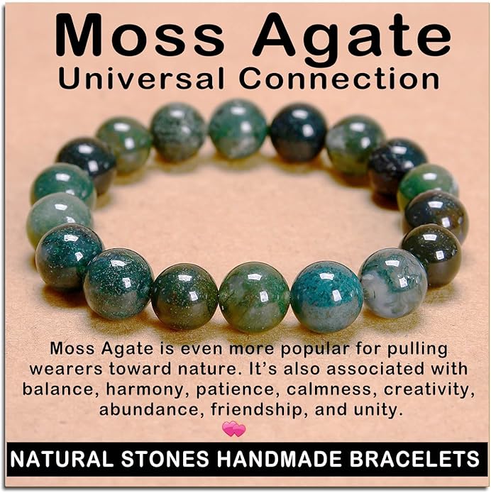 AD Beads Handmade Gemstone Stretch Elastic Bracelet Crystal Healing Reiki Nature's Beauty and Spiritual Essence Unisex