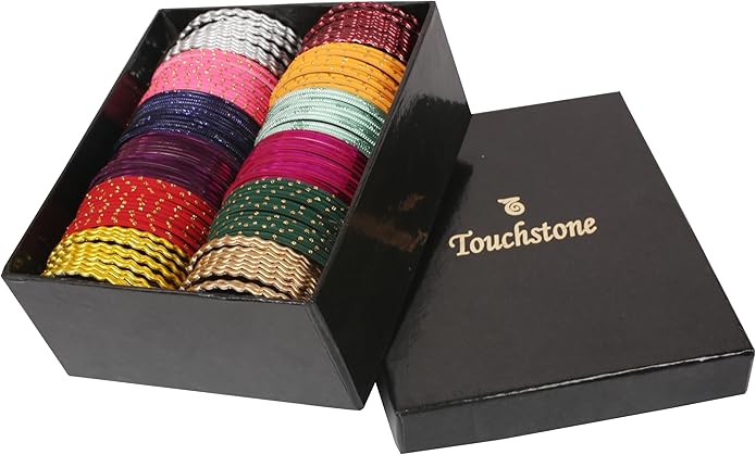 Touchstone indian bangles bracelets for women colorful churiyan set return gifts jewelry chudiya bulk pack bollywood metal bangle sets 12 textured vintage colors. Set of 144