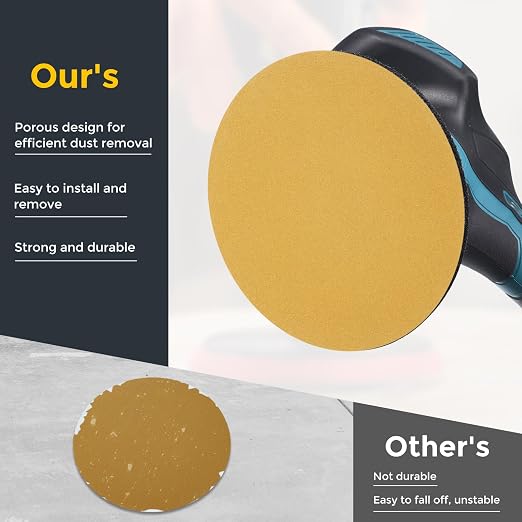 HARFINGTON 100 Pcs 5 Inch Sanding Discs 240 Grit Yellow Aluminum Oxide | Hook - Image 4