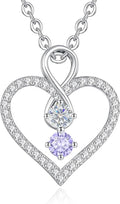 LOUISA SECRET Infinity Double Birthstone Necklace, 925 Sterling Silver Tiny Pendant Heart Necklace for Women Wife Her, Best Jewelry Gift Heart Jewelry Meaningful Gift for Valentine's Day, Christmas, Birthday Anniversary