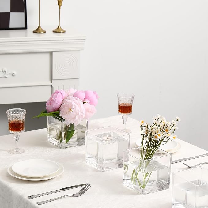 Square Glass Vases Set of 9, Small Vase - Image 3