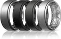 Egnaro Silicone Rings for Men 1/4/5/6/7 Multipack of Breathable Mens Silicone Rubber Wedding Rings Bands - Step Edge