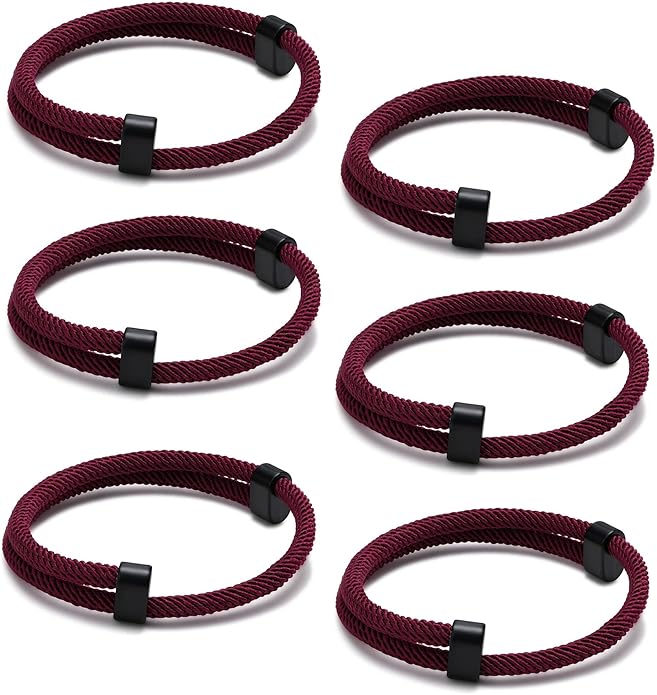 TempBeau Nautical Braided Rope Bracelets Set - 6 Pcs Adjustable Braided Cord Bracelet, Handmade Navy Marine String Bracelet with Metal Knot, Men Women Braided Bracelets Gifts