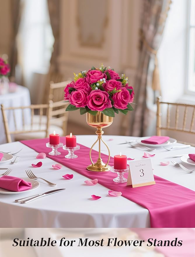 BLOSMON Pink Roses Artificial Flowers: 6 Pcs Fake Flower Balls Table Decor | - Image 3