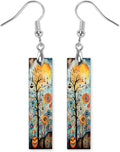 Earrings Handmade Bar Wood Earrings Light Weight Printed Image Dangle Earring Jewelry