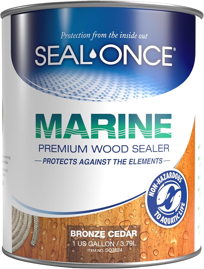 Seal-Once Marine Waterproof Wood Sealer and Stain, Bronze Cedar, 1 Gallon | by SEAL-ONCE