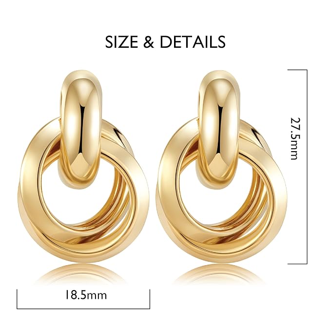 Chunky Statement Earrings for Women Knot Link Circle Geometric Drop Dangle Earrings Studs Trendy Jewelry
