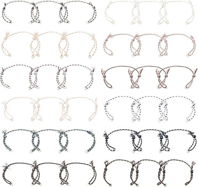 36Pcs Adjustable Braided Cord Bracelets 10-1/4 Inch Colorful Polycotton Adjustable Bracelets,Bracelet String with Clasp,Thread Half Finished Bracelet for Wrist DIY Women Jewelry Making