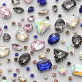 TANOSII Sew on Rhinestones 100 PCS Mixed Shapes Glass Rhinestones Sew on Crystal Gems Mental Flatback with Silver Claw for Jewelry Crafts Clothes Shoes Costume Garment Mixed Colors B