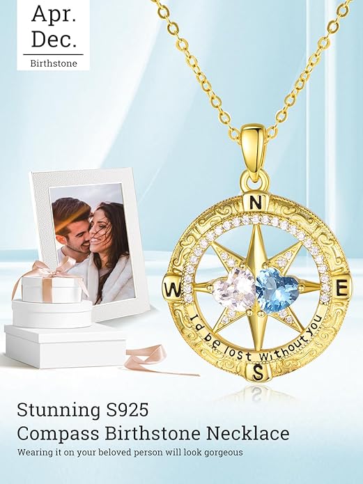 Valentine's Day Gifts for Wife 925 Sterling Silver Double Birthstone Pendant Necklaces I Love You for Always and Forever Necklace Anniversary Birthday Gifts for Wife Girlfriend Mom Her