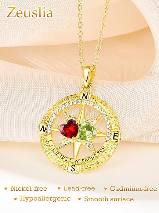 Valentine's Day Gifts for Wife 925 Sterling Silver Double Birthstone Pendant Necklaces I Love You for Always and Forever Necklace Anniversary Birthday Gifts for Wife Girlfriend Mom Her