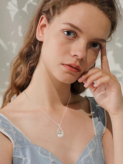 KINGWHYTE Frog Necklace 925 Sterling Silver Animal Necklace Couple Frog Pendant Necklace with Cubic Zirconia Birthday Christmas Jewelry Gifts for Women