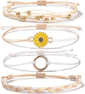 FANCY SHINY Sunflower String Bracelet Boho Braided Rope Wrap Bracelets Cute Summer Beach Surfer Jewelry for Women
