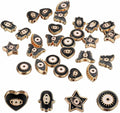 MECCANIXITY 30 Pcs Evil Eye Beads Bulk Colorful Alloy Enamel Loose Spacer Charm Beads for DIY Bracelet Earrings Necklace Crafts Jewelry Making, Black