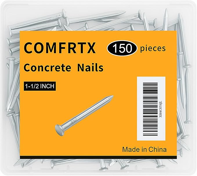 Concrete Nails 1-1/2 Inch for Masonry & Cement Walls | 150Pcs Galvanized Steel by COMFRTX