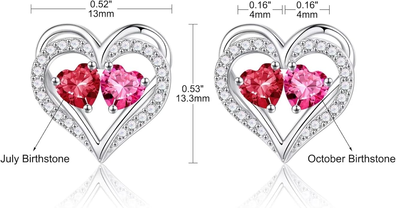 Iefil Valentines Day Gifts for Her - 925 Sterling Silver Birthstone Earrings, Anniversary Birthday Gifts for Women Wife Girlfriend Mom