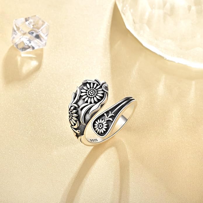 Spoon Ring for Women - Sterling Silver Thumb Vintage Antique Spoon Ring Boho Victorian Jewelry