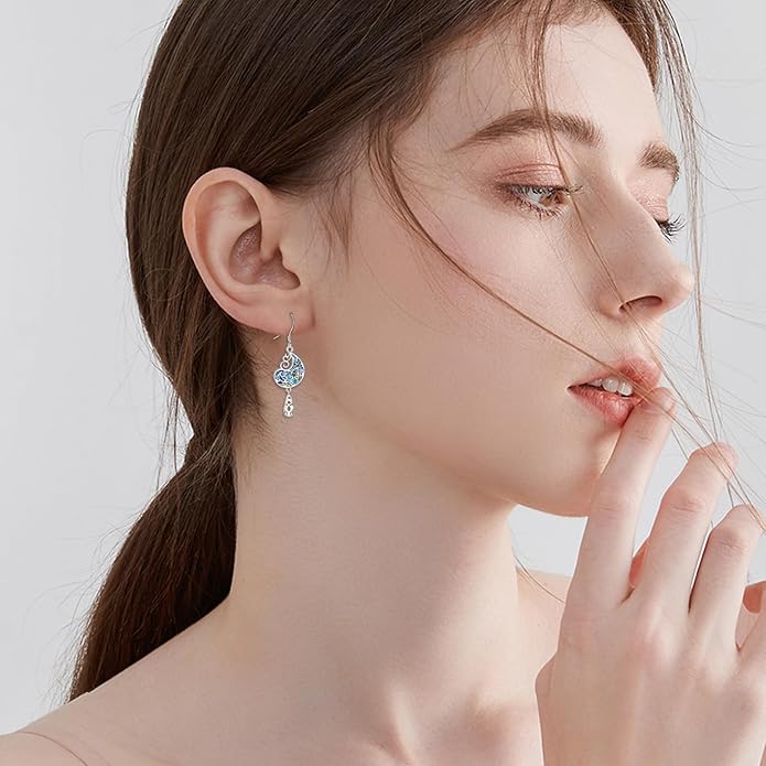 Abalone Shell Dangle Drop Earrings for Women 925 Sterling Silver Filigree Bohemian Earrings Jewelry Gift