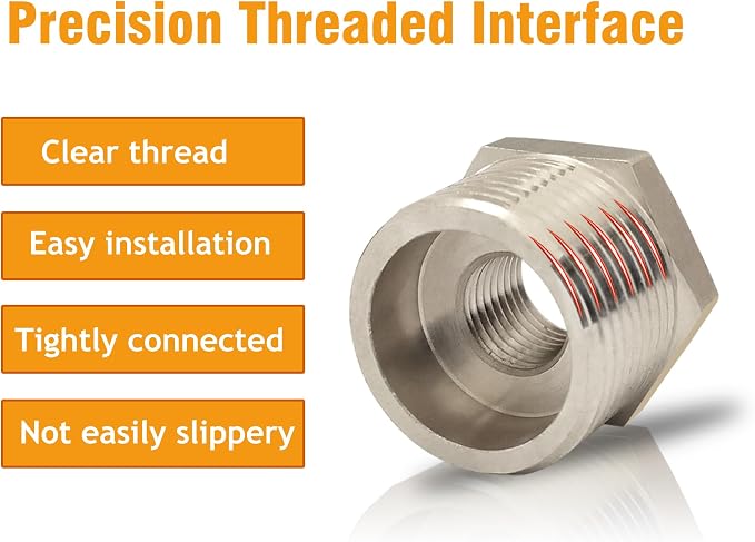 3/4" NPT Male to 1/2" NPT Female Reducer Bushing, 304 Stainless Steel Pipe Hex - Image 2