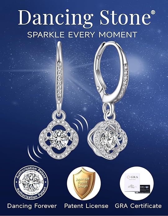 MomentWish Dangle Earrings for Women-925 Sterling Silver Moissanite Earring, Women's Gift for Valentine Birthday, D Color VVS1 Dancing Moissanite Hoops