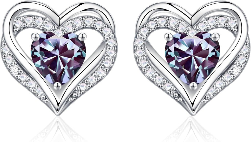 Iefil Valentine Day Gifts for Her - 925 Sterling Silver Heart Stud Earrings Birthday Gifts for Women