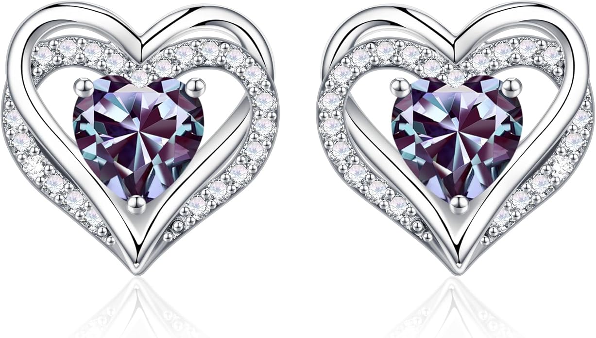 Iefil Valentine Day Gifts for Her - 925 Sterling Silver Heart Stud Earrings Birthday Gifts for Women