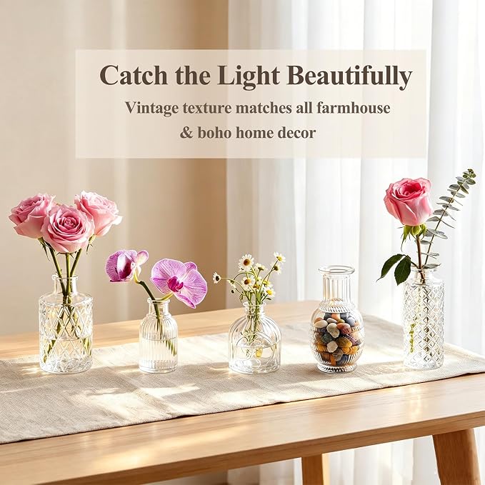 Clear Glass Bud Vase Set of 22 Pcs, Small Bud Vases in Bulk, Glass Crystal - Image 6